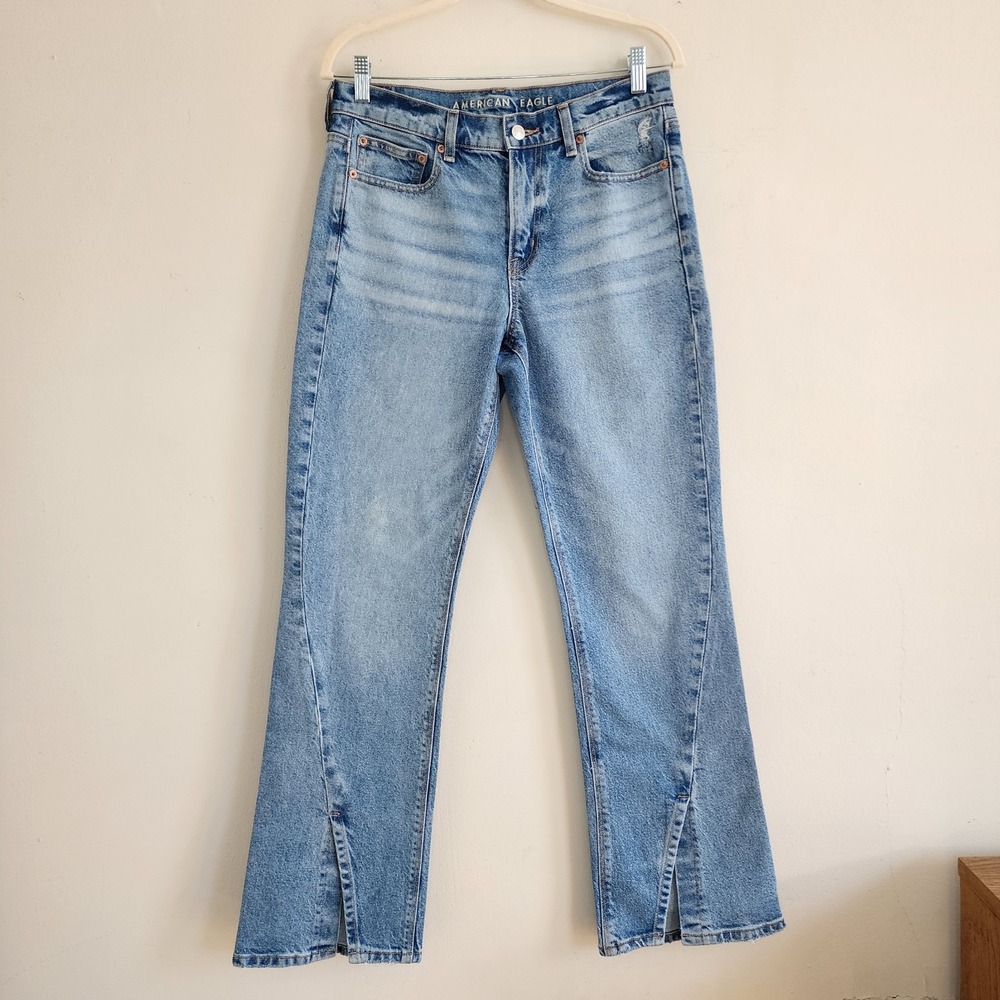 American Eagle Split Hem 90s Bootcut Size 6 Y2K Retro Casual Statement Stretch